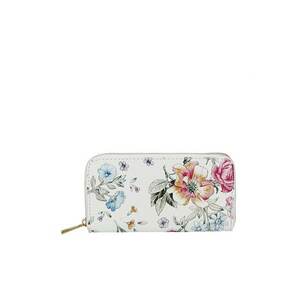 Portofel din piele naturala 8954 07 Alb cu imprimeu floral 14556 imagine