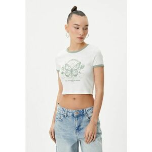 Tricou crop cu imprimeu cu fluturi imagine