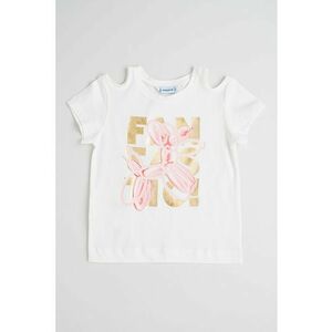 Tricou cu imprimeu grafic si decolteu pe un umar imagine