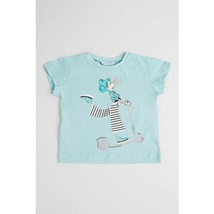 Tricou cu decolteu la baza gatului si imprimeu grafic imagine