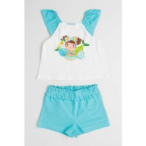Set de top din amestec de bumbac cu model si pantaloni scurti imagine