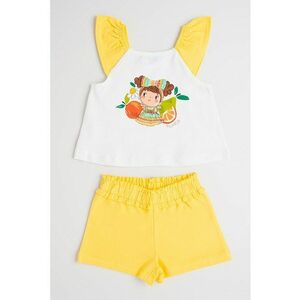 Set de top din amestec de bumbac cu model si pantaloni scurti imagine