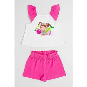Set de top din amestec de bumbac cu model si pantaloni scurti imagine