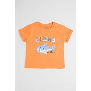 Tricou cu decolteu la baza gatului si imprimeu grafic imagine