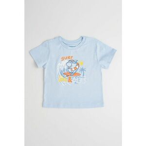 Tricou cu decolteu la baza gatului si imprimeu grafic imagine