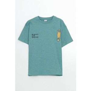Tricou cu imprimeu si decolteu la baza gatului imagine