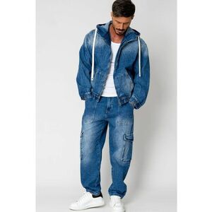 Set Jacheta si Pantalon lung din denim Blue 15240 imagine
