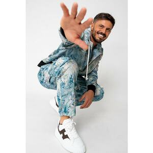 Set Hanorac si Pantalon lung cargo Blue Flower 15342 imagine