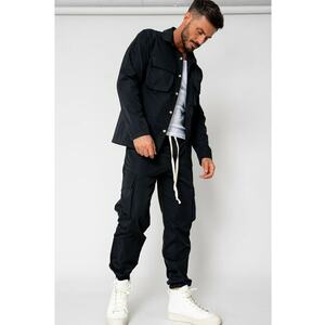Set Cargo Camasa cu buzunare si Pantalon lung Black 15382 imagine