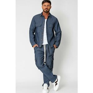 Set Camasa si Pantalon lung cargo Navy/White 15338 imagine