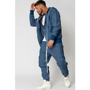 Set Hanorac cu fermoar si Pantalon lung cargo Blue/White 15440 imagine