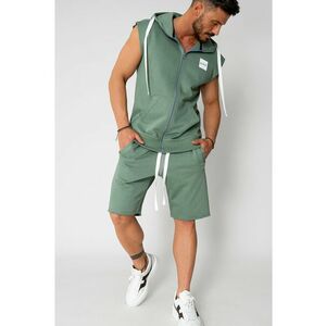 Set Malibu Hanorac fara maneci cu fermoar si pantalon scurt Dark Olive 15589 imagine