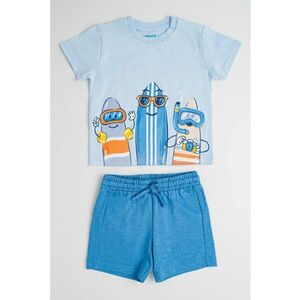 Set de tricou de bumbac cu imprimeu si pantaloni scurti imagine