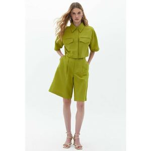 Pantaloni din amestec de lyocell si in cu croiala ampla imagine