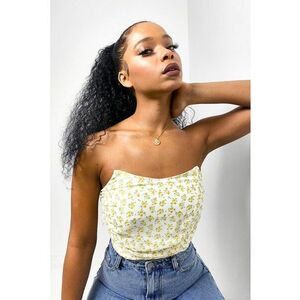 Top crop cu imprimeu floral imagine