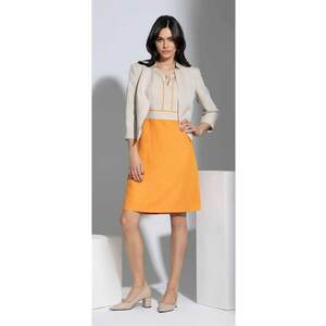 Rochie din amestec de in cu design colorblock imagine