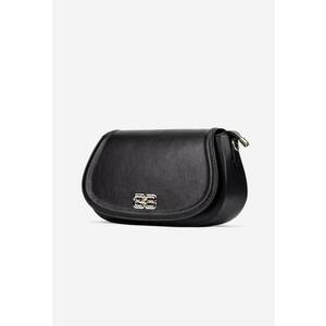 Geanta dama neagra din piele texturata cu ornament auriu imagine