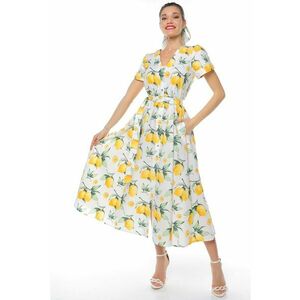 Rochie midi cu croiala evazata si cordon in talie imagine