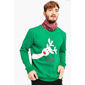 Bluza de trening cu imprimeu tematic de Craciun - Verde imagine