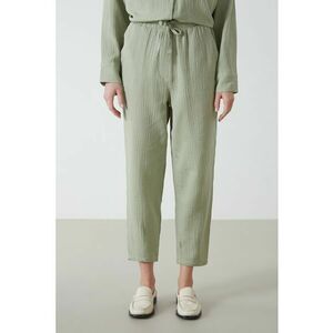 Pantaloni crop cu snur de ajustare si croiala dreapta imagine