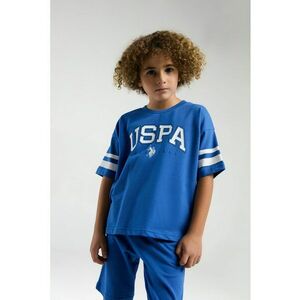 Set de tricou de bumbac si pantaloni scurti cu imprimeu logo - 2 piese imagine