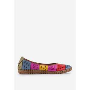 Balerini dama multicolori din piele cu model perforat imagine