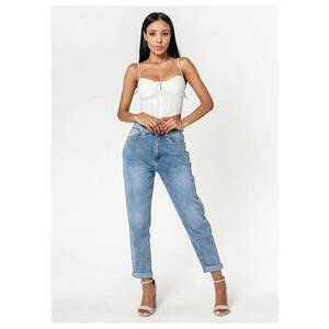 Blugi dama mom fit albastru P502-21 M7 17150 imagine