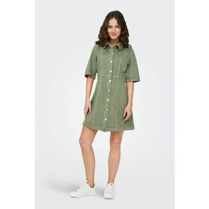 Rochie din denim cu croiala in A si maneci medii imagine