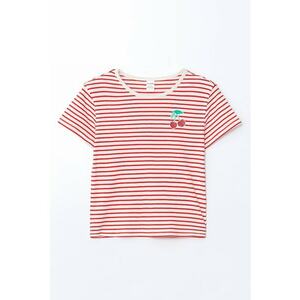 Tricou din amestec de bumbac cu model in dungi imagine