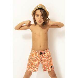 Pantaloni scurti de baie cu imprimeu tropical si talie ajustabila imagine