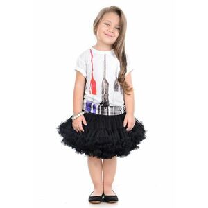 Tricou cu decolteu la baza gatului si imprimeu grafic imagine