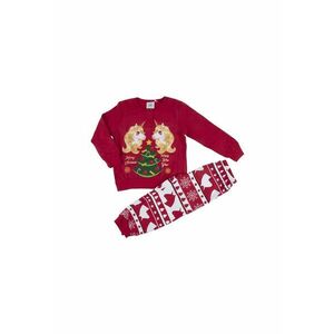 Pijama de bumbac cu tematica de Craciun Rosu inchis - 110 cm - 5 ani imagine