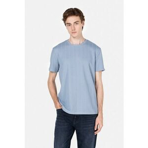 Tricou striat cu decolteu la baza gatului imagine