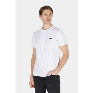 Tricou cu imprimeu text si decolteu la baza gatului imagine