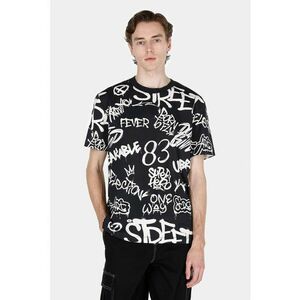 Tricou cu imprimeu text si decolteu la baza gatului imagine