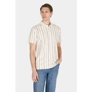 Tricou polo cu aspect texturat si model in dungi imagine