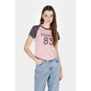 Tricou cu imprimeu text pe partea din fata si model colorblock imagine