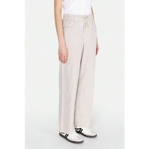 Pantaloni cu talie inalta - model in dungi si snururi de ajustare imagine