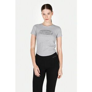 Tricou cu decolteu la baza gatului si imprimeu grafic imagine