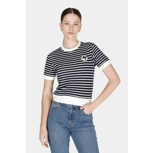 Tricou cu dungi si broderie imagine