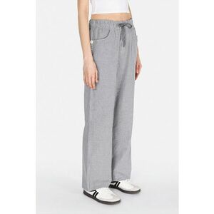 Pantaloni cu talie inalta - model in dungi si snururi de ajustare imagine