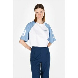 Tricou crop cu imprimeu text imagine