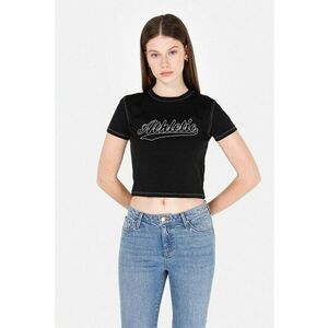 Tricou crop cu imprimeu text imagine