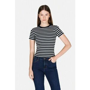 Tricou cu decolteu la baza gatului si model in dungi imagine