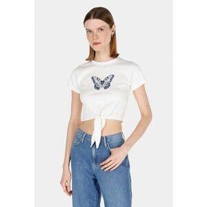 Tricou crop cu imprimeu grafic pe partea din fata imagine
