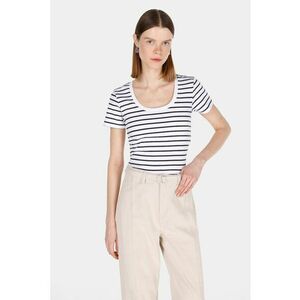 Tricou cu decolteu rotund si model in dungi imagine