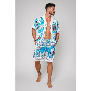 Set Camasa maneca scurta si pantalon scurt White/Blue 13580 imagine