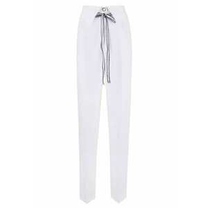 Pantaloni cu pliu si buzunare oblice - Alb imagine