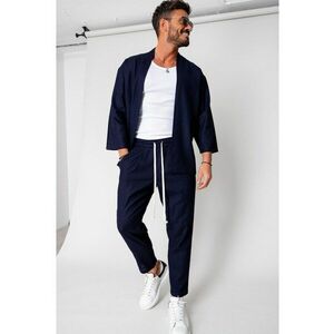 Set Tulum Jacheta tip kimono si pantalon lung Navy 15952 imagine