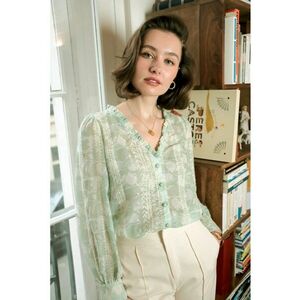 Camasa verde cu print floral si detalii brodate - 4819T M9 16924 imagine